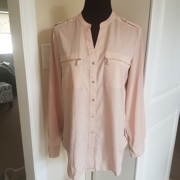 Calvin Klein Tops - Calvin Klein Blush Pink Button Down Silky Tunic
